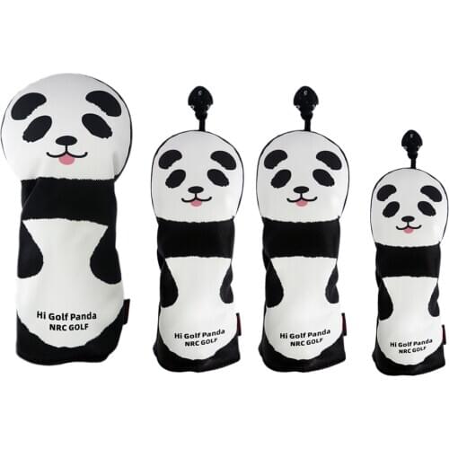 4pcs Golf Club Head Cover Novelty Panda Animal PU leather No. 1, 3, 5 , UT Golf Wood Driver Headcover Protector