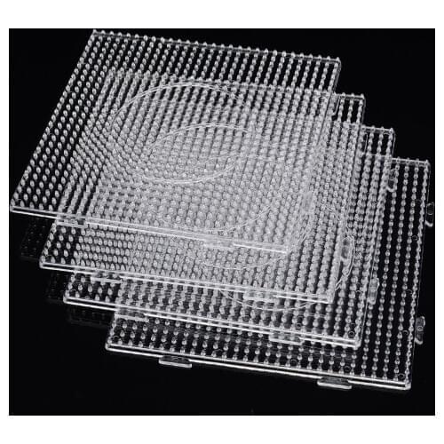 4pcs Fused Bead Pegboard Square Shape Practical PE Clear Beads Templates Circle Puzzle Template for Hama Fuse Perler Bead