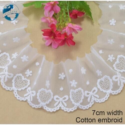7cm Width White Embroidery Sewing Ribbon Guipure Lace Trim Fabric Warp Knitting Applique DIY Garment Wedding Accessories #4226