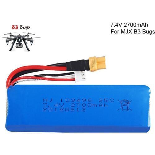 Lipo Battery for MJX B3 Bugs 3 Force1 F100 Contixo F17 RC quadcopter drone spare part RC Parts 7.4V 2700mah uqgrade battery XT30
