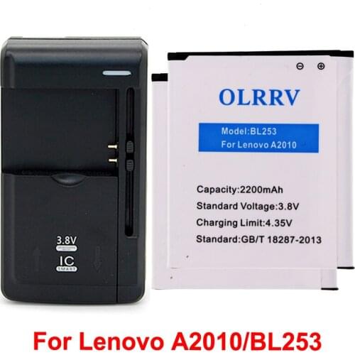 2PCS high capacity BL253 Battery For Lenovo A2010 A1000 A1000m A2580 Batterie Bateria Batterij 2200mAh +Universal Charger