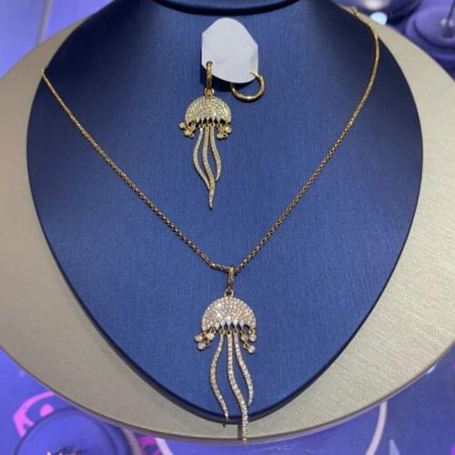 Brand 1:1Fashion Brand Necklace Yellow Gold Color Jellyfish Pendant Adjustable Necklace Women Luxury Party Jewelry
