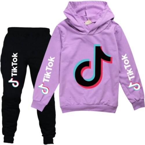 Kids Sports Suit 2021 TIK TOK Childrens Hooded Long-sleeved Jacket + Trousers Two-piece Casual Student Clothing Suit