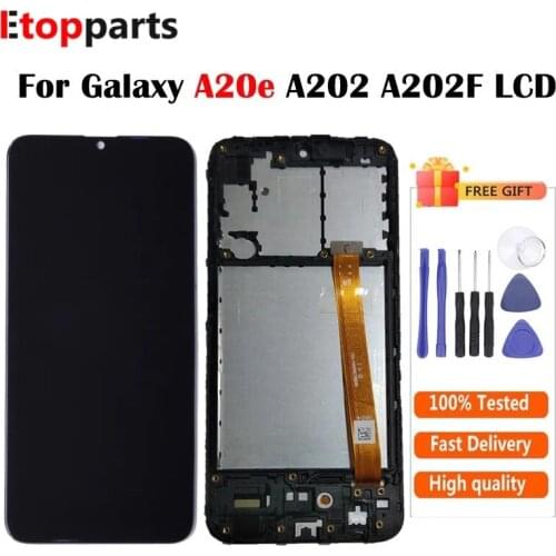 Original For Samsung Galaxy A20e A202 A202F LCD Display Touch Screen Digitizer Assembly Replacement Parts + Frame Free Shipping