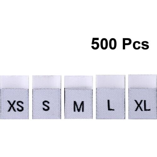 500PCS Clothes Size Labels Folded Cloth Labels General Woven Size Mark Practical Clothing Size Labels for Store Home Use White