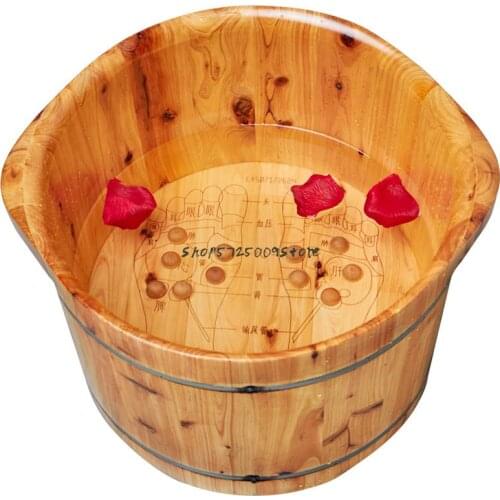 Cedar Foot Soaking Bucket Household Heating Foot Bath Bucket Massage Foot Basin With Cover Foot Therapy Bucket Foot Soaking Wood