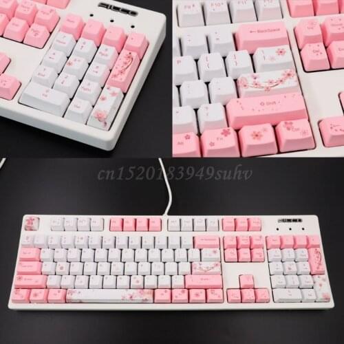 104+9 Keys OEM PBT Keycaps Full Set Mechanical Keyboard Keycaps PBT Dye-Sublimation Cherry Blossom Keycaps