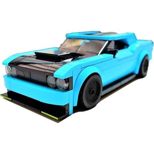MOC MINI DodgeDemon SRT Challenger Racing Car Building Blocks Kit Speed Sports Vehicle Model Bricks Toys Children Xmas Gifts