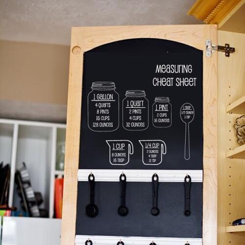 Kitchen Measurement Cheat Sheet Decal Home Kitche Decor , Funny DIY Vinyl Sticker Decals for Cabinet Decoration