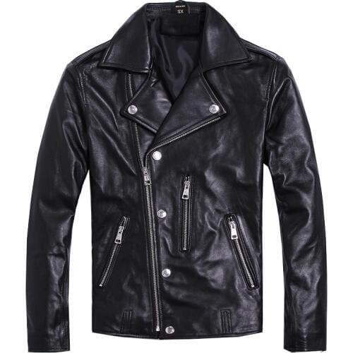 Free shipping.Brand new soft sheepskin motor coat.mens genuine leather jacket.slim bikers clothes.plus size quality jackets