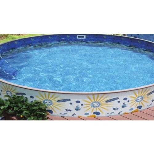 Spot hot sale easy to install outdoor round family ground steel frame swimming pool lined with PVC film