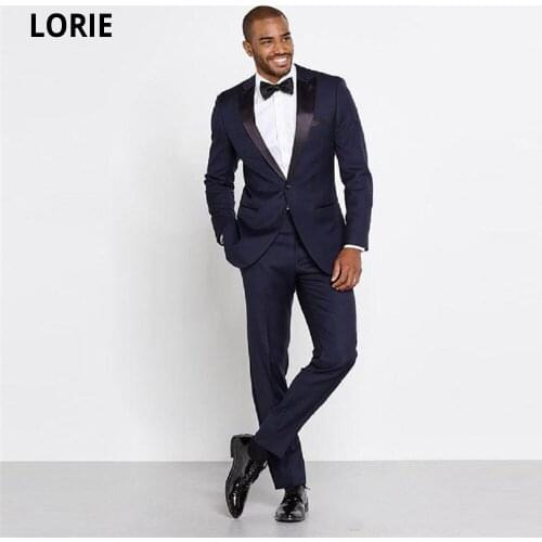 LORIE 2020 Fashion Men Slim Fitted Business Party Suits Groom Suit Wedding Tuxedos Formal Tuxedo Spring Customized Jacket+Pants