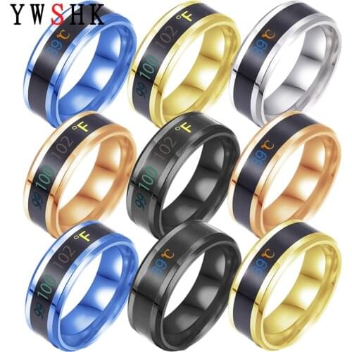 Fashionable Temperature Emotion Feeling Smart Temperature Sensitive Titanium Steel Ring Men and Women Waterproof Jewelry