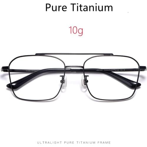 Mens Pure Titanium Double Beam Large Frame Spectacle Frame Ultra Light Retro Square Myopia Prescription Spectacle Frame J86066T