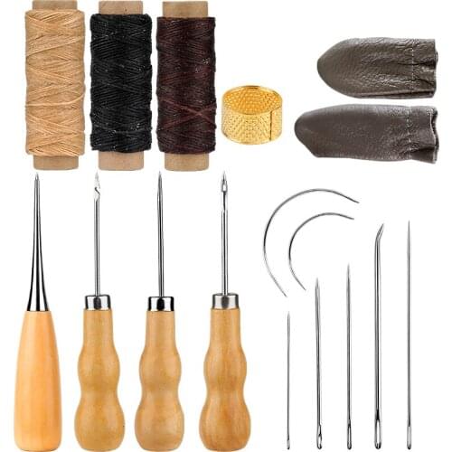 LMDZ Professional Leather Craft Tools Kit Hand Sewing Stitching Punch Work Saddle DIY Leather Craft
