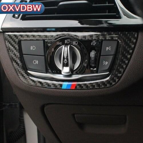 Carbon Fiber Interior Headlight Switch Cover Trim Sticker For BMW 5 Series G30 2018 Car Styling Accessories