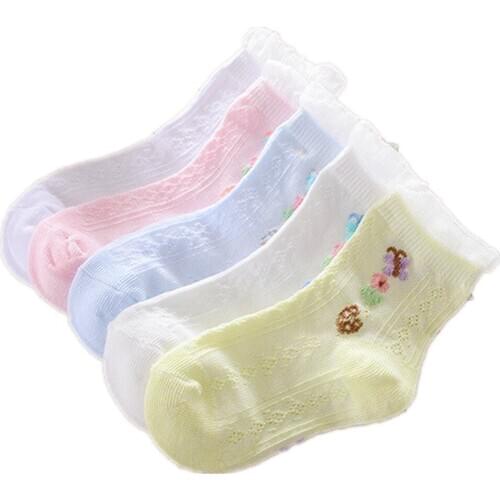 2019 Newest Children Cotton Socks 5 Pairs Mesh Breathable Baby Girl Short Sock Anklets Kids Hose Comfortable Girls Ankle Sox