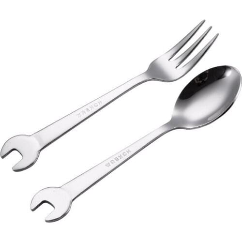 Creative Wrench Shape Tea Fork 304 Stainless Steel Dinner Spoon Coffee Cutlery Set Tableware Family Camping Kitchen Accessories