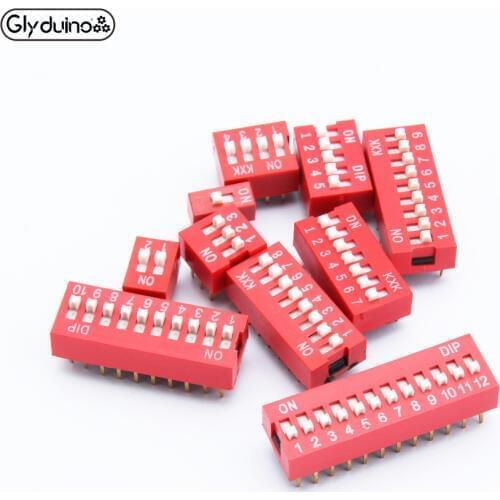 Glyduino 5PCS/Lot Slide Type Switch Module 11 Size (1-12 Bit) 2.54MM Spacing DIP Coding Toggle Switches for Arduino