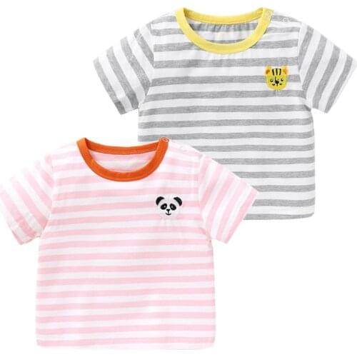 Striped Cute Baby Boys Tshirt Cotton Summer Quality Toddler Tops Tees Newborn Girls Shirt Kids Clothes