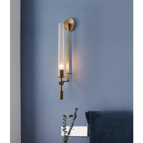 Postmodern light luxury wall lamp simple living room TV background wall lamp copper bedroom bedside lamp
