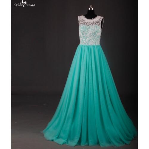 RSE611 Puffy Tulle Skirt Long White And Mint Green Prom Dresses Floor Length