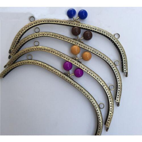 DIY big size 24.5cm colorful candy ball kiss buckle knurling arc handbag metal clasp purse frame 10pcs/lot