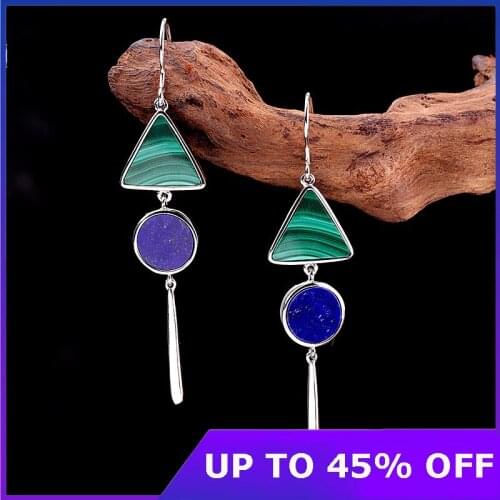 Real Creative Earrings S925 sterling silver ear drop for woemn fashion jewelry personality Earrings long peacock stone earrings