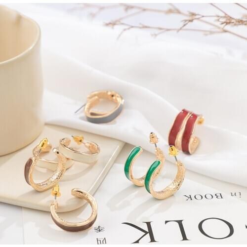 Shamir Korean Character C Word Shape Earring Female Port Fair maiden Wind Contracted Geometric Earrings Girl Jewelry Gifts