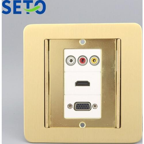 SeTo Concealed Type Floor Socket Audio RCA AV + VGA + HDMI Connector Wall Plate Waterproof Socket Keystone Floor Receptacle