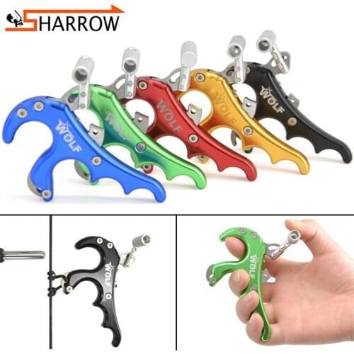 1pc 4 Finger Bow Release Aids Compound Bow Shooting Thumb Trigger Aluminum Alloy Releases for Bow and Arrow Hunting Accessories