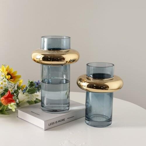 Nordic light luxury gold-painted glass vase transparent flower arrangement flowers simulation flowers creative floral ornaments