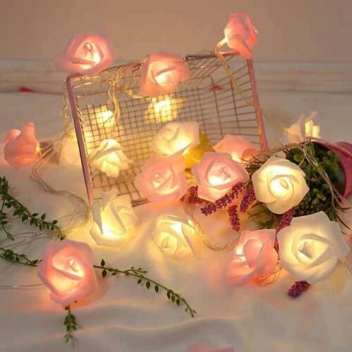 2M LED String Lights Garland Artificial Flower Bouquet Rose-shaped String Lights Durable Fairy Light for Party Wedding Decor
