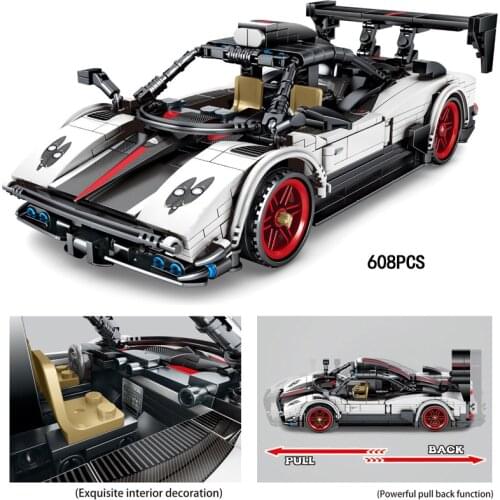 Technical Speed champion building block Pagani zonda super sport car pull back vehicle toys collection for boys gifts