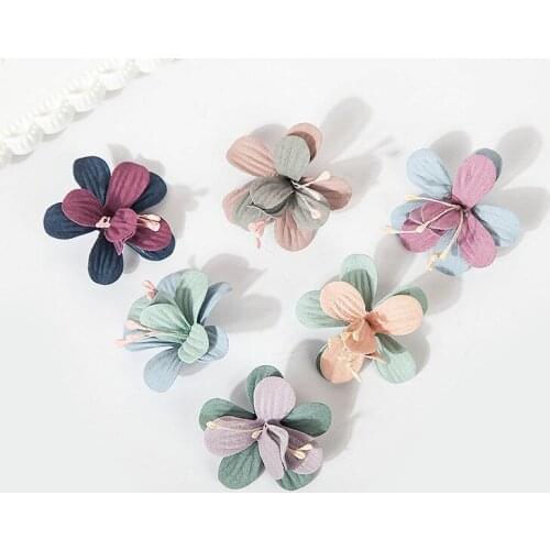 4cm mix color Korean Head Ornament Hair Chiffon Flower Fashion for Clip Hair Accessories with stamen
