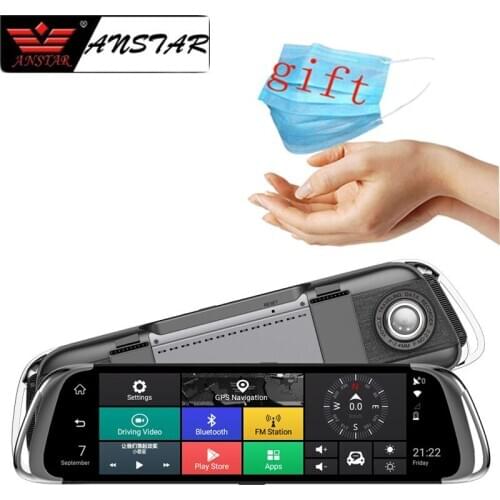Anstar 10" Rearview Mirror Camera Android 4G Car DVR Dual Lens Video Recorder GPS Registrar Dash Cam 1080p Auto Cam DVRs