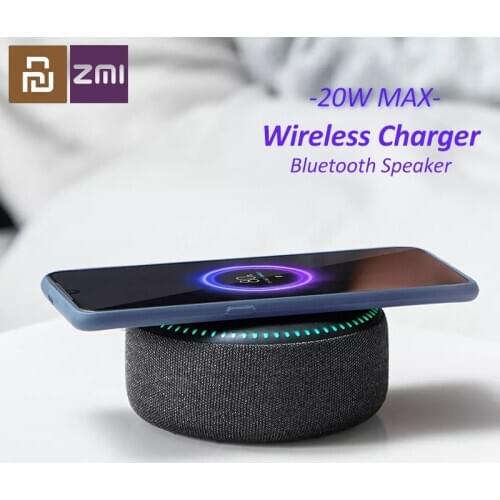 Youpin ZMI Bluetooth 5.0 Speaker 20W MAX Wireless Qi Fast Charger Light Effect Subwoofer Bass Audio Xiaoai Speaker Help Sleep