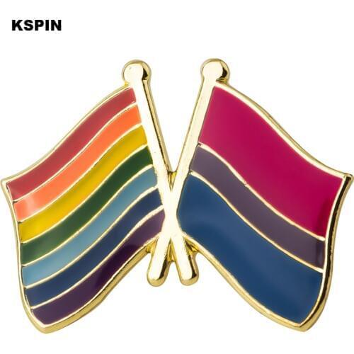 Bisexual pride & Rainbow Friendship Flag Badge Brooch Natinal Lapel Pins Flag Lapel Pins Country Flag Badge XY0501