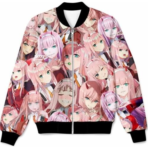 SOSHIRL Darling Zero Two Jacket Women Harajuku Anime Jackets Winter/Autumn Unisex Bomber Jacket Funny Sexy Girls Outfit Gothic