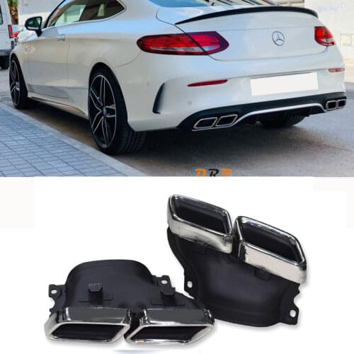 1 Pair Car Exhaust Muffler Tips Stainless Steel Fit for Mercedes C63/S W205 C200 C300 C180 C260 Pre-Facelift 2015-2018 Tailpipe