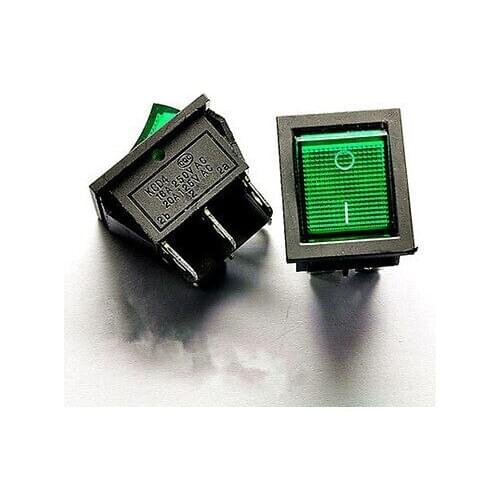 10PCS 2 files 6 Pin Large-scale rocker switch power switch 16A 250V Green LED
