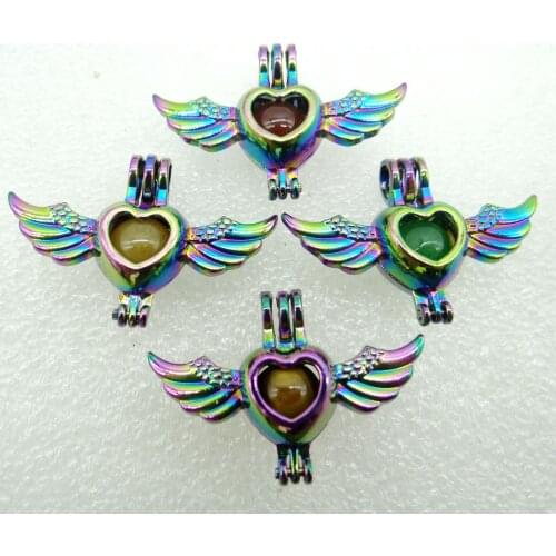 10PC Natural Stone aventurine Quartz Crystal Unakite Lucky bead Titanium heart Pendant for Diy Jewelry Making necklace woman