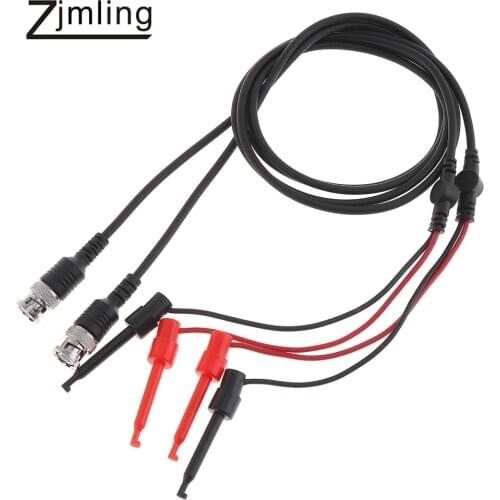 2pcs/lot BNC Male Plug Q9 to Dual Testing Hook Clip Test Leads Probe Coaxial Cable Wire Line for Oscilloscope Measure Instrument