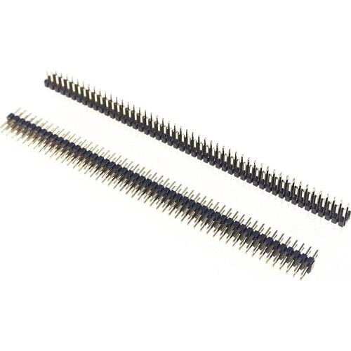 200pcs 2x50 P 100 Pin 1.0 mm Pin Header male single row Straight PCB 180 DIP Through Hole Insulator height 1.00mm Rohs Lead Free