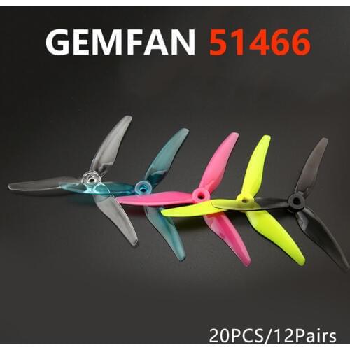 24 pcs/ 12 Pairs Gemfan 51466 5inch 3 Blade/ Tri-Blade Propeller Props CW CCW Brushless Motor FPV Propeller for FPV Racing Drone