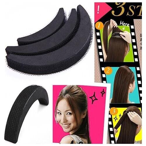 3Pcs Women Fashion Crescent-Shaped Braid Hair Maker Stick Tool Hair Accessories Moon Shape Black Easy to Use Cloth Hair Maker