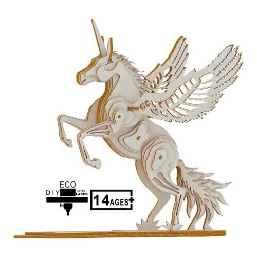 Unicorn 3D model DIY toy jigsaw puzzle laser cutting boy birthday gift