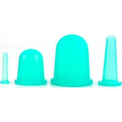 4 pcs/set Body Anti Cellulite Silicone Vacuum Cans Massage Relaxion Eye Neck Face Back Massager Cupping Cup Suction Health Care