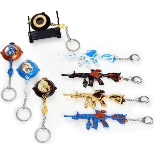 50pcs china Series PUBG 98K Gun Keychain Battlegrounds 3 Level Helmet Backpack Keyring Key Chain Vest Flat Pan Keychain Mixorder