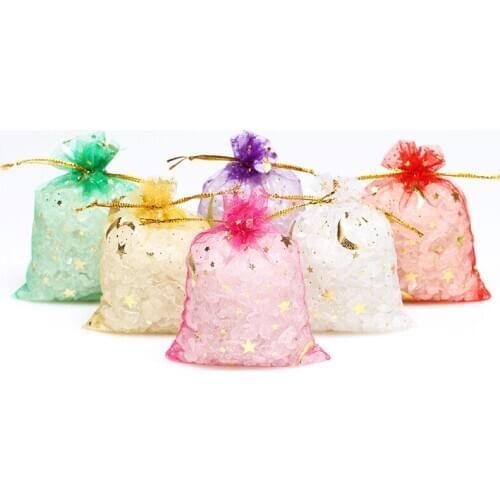 50pcs Jewelry Bags 7x9cm 9x12 10x15cm 13x18cm Red White Drawable Organza Bags Wedding Christmas Party Gifts Packaging Bags